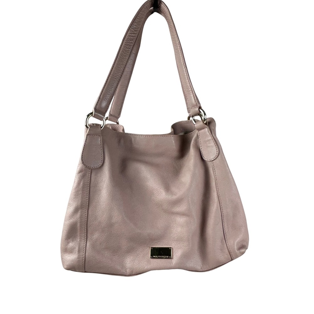 Paul Costelloe Blush Pink Pebbled Leather Hobo Shoulder Bag Gold Hardware